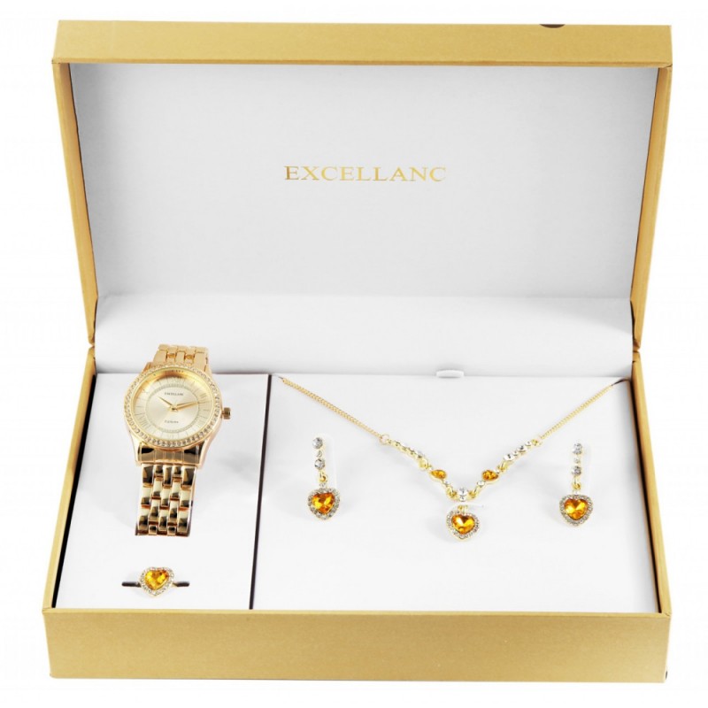 Excellanc ladies watch gift set with necklace, ring and earrings 1800220-004-ru